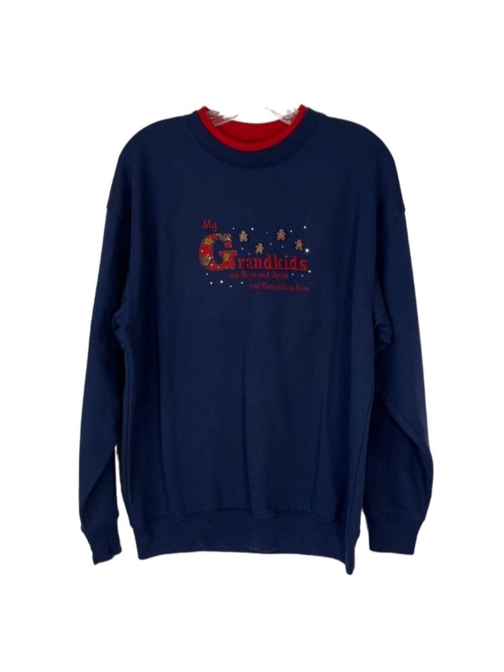 M&C Sportswear Graphic Sweatshirt Christmas Grandmother Large Blue